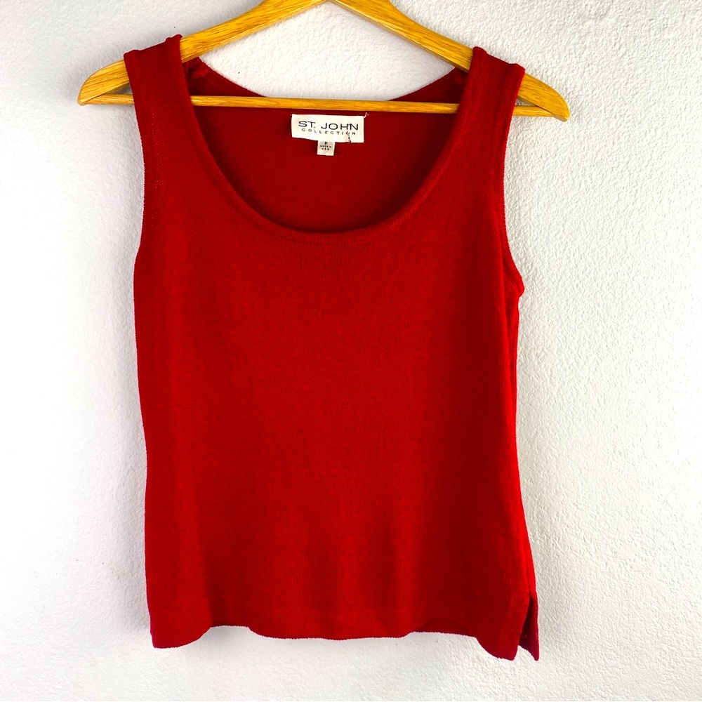 St John Collection S knit sleeveless red knit sweater
